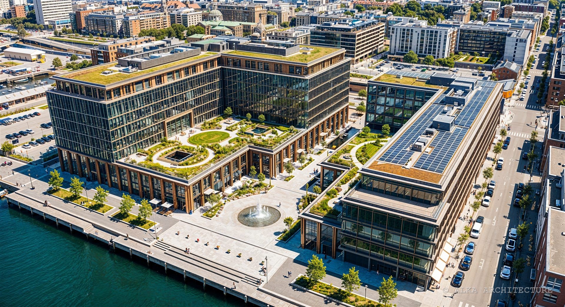 Waterfront Business Park — ROOF GARDENS + SOLAR ENERGY